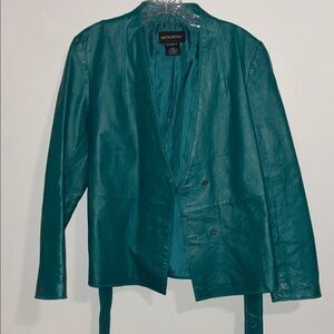 Metrostyle Turquoise Leather Jacket for Women